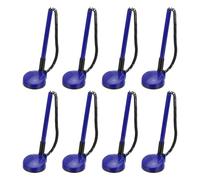 PATIKIL 8 Pcs Secure Pen with Adhesive Chain and Security Pen Holder, Reception Counter Pens Desktop Pen Black Ink Refills for Desk Workplace Office Home Supplies, Round Base, Dark Blue