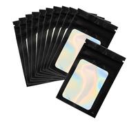 PATIKIL 8 x 12 Inch Holographic Packaging Bags, 50 Pcs Clear Window Resealable Food Storage Smell Proof Foil Pouch Bag for Small Business Party Favor Candy Jewelry, Black