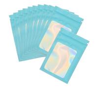 PATIKIL 8 x 12 Inch Holographic Packaging Bags, 50 Pcs Clear Window Resealable Food Storage Smell Proof Foil Pouch Bag for Small Business Party Favor Candy Jewelry, Blue