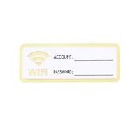 PATIKIL 8" x 3" Wifi Password Sign, 1 Pcs Acrylic WiFi Sign Self Adhesive Writable Free Network Service Notice Board for Guest Room Host Home Office Hotel Restaurant Cafe, White Gold