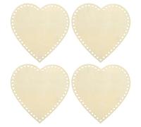 PATIKIL 8" x 8" Crochet Basket Bottom, 4Pcs Heart Shape Blank Crochet Knitting Wooden Base for DIY Craft Weaving Basket Making Supplies Home Decoration