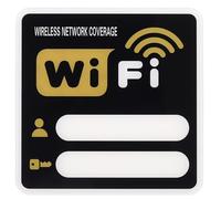 PATIKIL 8" x 8" Wifi Password Sign, 1 Pcs Acrylic WiFi Sign Self Adhesive Writable Free Network Service Notice Board for Guest Room Host Home Office Hotel Restaurant Cafe, Gold