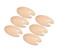 PATIKIL 8"x12" Wooden Paint Palette, 6 Pack Wood Painting Palette Color Mixing Oval Paint Tray Palette with Thumb Hole for Oil Watercolor Artist, Wood Color