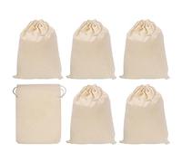 PATIKIL 8"x6" Coin Money Sacks Bag, 6 Pack Bank Deposit Change Transit Bags Cash Bag with Drawstring Currency Bags Gift Bag Style 2, Beige
