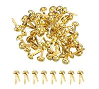 PATIKIL 80 Pcs Brads Paper Fasteners, 8 x 17 mm Metal Round Head Split Pins, Prong Brads for Scrapbooking Leather Craft Decorative DIY Supplies, Golden