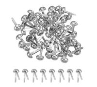 PATIKIL 80 Pcs Brads Paper Fasteners, 8 x 17 mm Metal Round Head Split Pins, Prong Brads for Scrapbooking Leather Craft Decorative DIY Supplies, Silver Tone
