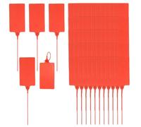 PATIKIL 80 Pcs Plastic Tags, Hanging Label Tags Blank Zip Ties Writable Waterproof Storage Key Signs for Labeling Shipping Marking Identification Inventory, 105x65mm, Red