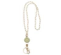 PATIKIL 80cm/31.5Inch Wood Beaded Lanyard, Cute Sunflower Wooden Beaded Lanyard for ID Badges Keychain Women Office Workers Teachers, Light Green