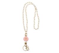 PATIKIL 80cm/31.5Inch Wood Beaded Lanyard, Cute Sunflower Wooden Beaded Lanyard for ID Badges Keychain Women Office Workers Teachers, Pink