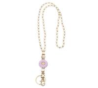 PATIKIL 80cm/31.5Inch Wood Beaded Lanyard, Cute Sunflower Wooden Beaded Lanyard for ID Badges Keychain Women Office Workers Teachers, Light Purple