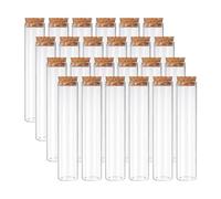 PATIKIL 80ml Test Tubes, 24pcs 5.91x1.18 Glass Clear Flat Bottom Test Tube Containers with Cork Stopper for Bead Party Candy Bath Salt Storage Scientific Experiment Plant Propagation