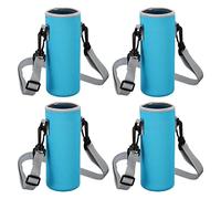 PATIKIL 80mmx230mm Water Bottle Sling Bag, 4 Pack Neoprene Portable Insulated Bottle Holder Carrier with Adjustable Shoulder Strap, Blue