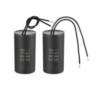 PATIKIL 80uf CBB60 Run Capacitor, 2 Pcs AC 450V 2 Wires 50/60Hz Motor Running Capacitor 102x53x102, Black
