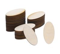 PATIKIL 80x40mm Wood Pieces, 60 Pack Unfinished Oval Wood Shapes Blank Wooden Cutouts Ornaments Natural for Christmas Party Craft Projects