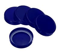 PATIKIL 86mm Wide Mouth Plastic Mason Jar Lids, 1Set/6 Pack Canning Jars Caps with Silicone Sealing Ring for Kitchen Storage, Drak Blue