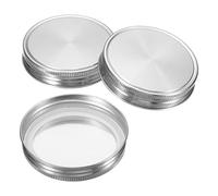 PATIKIL 86mm Wide Mouth Stainless Steel Mason Jar Lids, 1Set/3 Pack Canning Jars Caps with Silicone Sealing Ring for Kitchen Storage