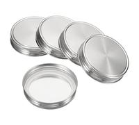 PATIKIL 86mm Wide Mouth Stainless Steel Mason Jar Lids, 1Set/5 Pack Canning Jars Caps with Silicone Sealing Ring for Kitchen Storage