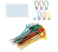 PATIKIL 8inch Zip Ties, 100pcs Cable Ties Tags Nylon Wire Marking Label Self Locking Plastic Straps Write on with Label Tags Paper for Organization Cord Network Ethernet Marking, 7 Color