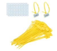 PATIKIL 8inch Zip Ties, 100pcs Cable Ties Tags Nylon Wire Marking Label Self Locking Plastic Straps Write on with Label Tags Paper for Organization Cord Network Ethernet Marking, Yellow