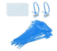 PATIKIL 8inch Zip Ties, 100pcs Cable Ties Tags Nylon Wire Marking Label Self Locking Plastic Straps Write on with Label Tags Paper for Organization Cord Network Ethernet Marking, Blue
