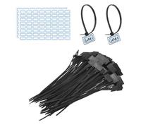 PATIKIL 8inch Zip Ties, 100pcs Cable Ties Tags Nylon Wire Marking Label Self Locking Plastic Straps Write on with Label Tags Paper for Organization Cord Network Ethernet Marking, Black