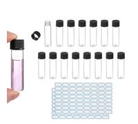 PATIKIL 8ml Clear Glass Vials, 15 Pack Sample Vials with Screw Cap Reagent Media Bottle with Labels Leak-Proof Liquid Sample Glass Vial for Lab Laboratory