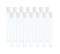 PATIKIL 8ml Test Tubes Set, 100pcs 3.94x0.47" PS Clear Round Bottom Test Tube Containers with Stopper for Bead Party Candy Bath Salt Storage Scientific Experiment Plant Propagation, White