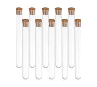 PATIKIL 8ml Test Tubes Set, 10pcs 3.94x0.47" PS Clear Round Bottom Test Tube Containers with Wood Stopper for Bead Party Candy Bath Salt Storage Scientific Experiment Plant Propagation