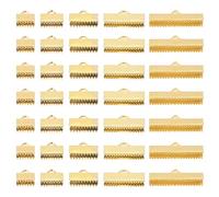 PATIKIL 8mm/10mm/13mm/20mm/25mm Ribbon Ends Crimp Clamp 300pcs Pinch Crimp End Bracelet Bookmark Cord Ends Fasteners Clasp for Leather DIY Craft Jewelry Making Gold