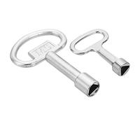 PATIKIL 8mm 9mm Triangle Socket Spanner Key, 1 Set/2Pcs Electrical Cabinet Gas Water Meter Key for Elevator Emergency Lift Door Triangle Panel Lock, Silver