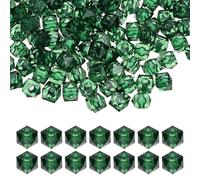 PATIKIL 8mm Acrylic Cube Faceted Beads, 300 Pcs Square Diamond Beads Loose Spacer Beads for Jewelry Making Bracelet Necklace Earrings Wind Chimes Craft, Dark Green