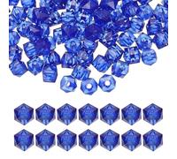 PATIKIL 8mm Acrylic Cube Faceted Beads, 300 Pcs Square Diamond Beads Loose Spacer Beads for Jewelry Making Bracelet Necklace Earrings Wind Chimes Craft, Blue