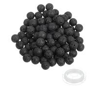 PATIKIL 8mm Black Lavatory Beads, 100 Pcs Round Natural Gemstone Smooth Stone Beads Turquoise Genuine Stone for Bracelet Necklace Jewelry Making DIY