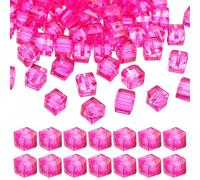 PATIKIL 8mm Crystal Glass Cube Beads, 100 Pcs Square Glass Beads Loose Glass Beads for Multi Cord Bracelet Jewelry Making Necklace Earrings Decorations, Red