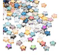 PATIKIL 8mm Crystal Star Beads, 100 Pcs Glass Spacers Bead Star Shaped Charm Pendants for Jewelry Making Bracelet Necklace DIY, Mix Color