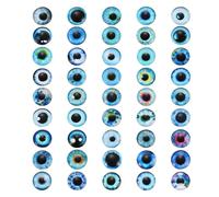 PATIKIL 8mm Dragon Eyes, 100 Pcs Glass Cabochon Mixed Style Animal Realistic Eye for Clay Doll Making Crafts DIY Findings Jewelry Making, Blue Tone