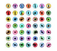 PATIKIL 8mm Dragon Eyes, 100 Pcs Round Glass Eyes Animals Crochet Eyes for Clay Doll Making Craft DIY Findings Jewelry Making, Multicolored