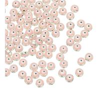PATIKIL 8mm Evil Eye Beads, 100 Pcs Flat Round Turkish Evil Eye Charm with Silver Edge Spacer Beads Eyeball Bead for Bracelet DIY Necklace Earrings Making, Pink