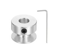 PATIKIL 8mm Fixed Bore 20mm OD Single Groove Pulley, Aluminum Alloy Mechanical V-Belt Pulley with Hex Wrench for Motor Shaft Drilling Machine 5-6 mm PU Round Belt, Silver