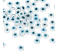 PATIKIL 8mm Flat Evil Eye Beads, 100 Pcs Turkish Evil Eye Charm Round Shape Spacer Beads Pendant Connector for DIY Art Craft Bracelet Necklace Earrings Making, White/Blue/Black