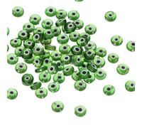 PATIKIL 8mm Flat Evil Eye Beads, 100 Pcs Turkish Evil Eye Charm Round Shape Spacer Beads Pendant Connector for DIY Art Craft Bracelet Necklace Earrings Making, Green