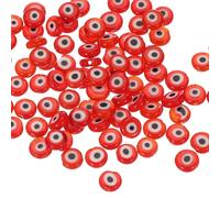 PATIKIL 8mm Flat Evil Eye Beads, 100 Pcs Turkish Evil Eye Charm Round Shape Spacer Beads Pendant Connector for DIY Art Craft Bracelet Necklace Earrings Making, Orange
