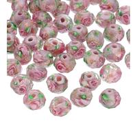 PATIKIL 8mm Flower Glass Beads, 70Pcs Handmade Gold Sand Floral Round Beads Faceted Spacer Loose Bead Rondelle for Jewelry Making Necklace Bracelet DIY Crafts, Purple