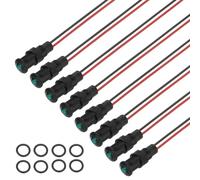 PATIKIL 8mm Green Signal Indicator Lights, 8 Pack AC/DC 12-24V Panel Mount Waterproof Warning Lamps for Industrial Electrical Car Motorcycles Boats Directional Dash Light, Black