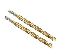 PATIKIL 8mm Hex Shank Drill Bit, M2 High-Speed Steel Bits Quick Change Design for Impact Driver 135° Titanium Nitride TiN Coated for Stainless Steel Hard Metal - 2 Pack