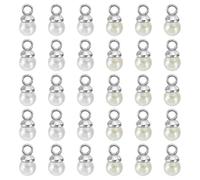 PATIKIL 8mm Pearl Charm, 100pcs Pearl Beads Pendant Charm Beautiful DIY for Jewelry Making Bracelets Earrings Necklace Wedding Crafts, Silvery Beige/Silvery White