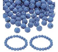 PATIKIL 8mm Rhinestone Beads, 150pcs Clay Rhinestone Beads Disco Ball Beads Diamond Spacer Beads Crystal Sparkle Shiny Round Bulk, Blue