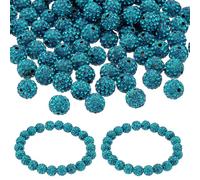 PATIKIL 8mm Rhinestone Beads, 150pcs Clay Rhinestone Beads Disco Ball Beads Diamond Spacer Beads Crystal Sparkle Shiny Round Bulk, Peacock Blue