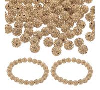PATIKIL 8mm Rhinestone Beads, 150pcs Clay Rhinestone Beads Disco Ball Beads Diamond Spacer Beads Crystal Sparkle Shiny Round Bulk, Peach Pink
