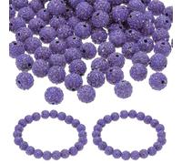 PATIKIL 8mm Rhinestone Beads, 150pcs Clay Rhinestone Beads Disco Ball Beads Diamond Spacer Beads Crystal Sparkle Shiny Round Bulk, Dark Purple